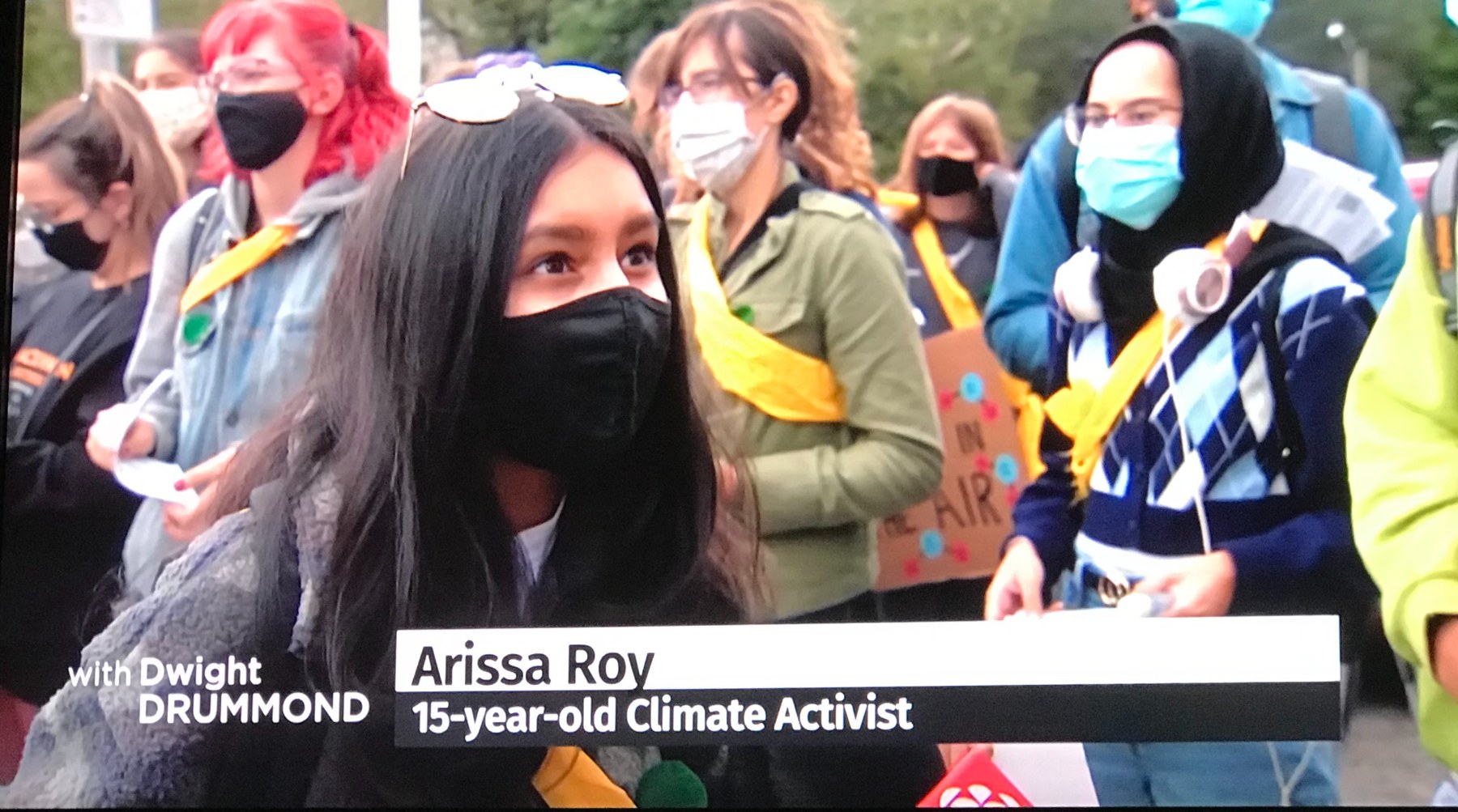 CBC News — interviewed at a climate march, age 15