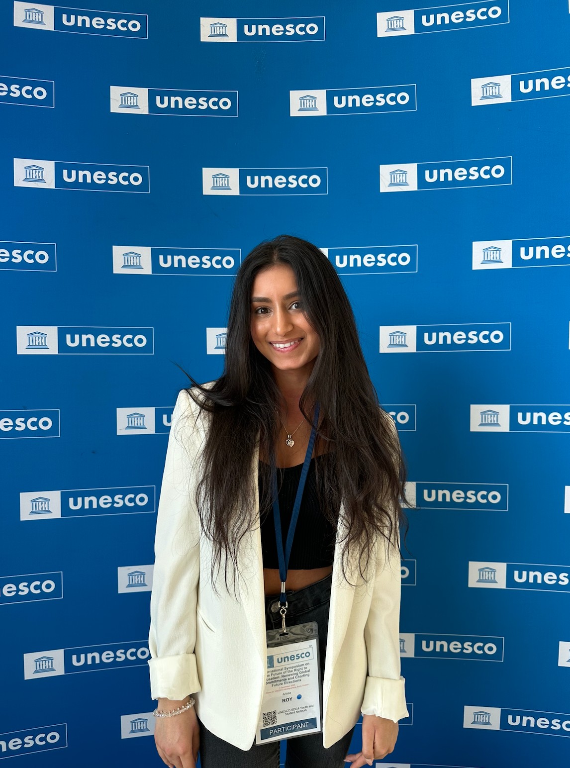 Arissa Roy at the UNESCO International Symposium on the Future of the Right to Education, Paris